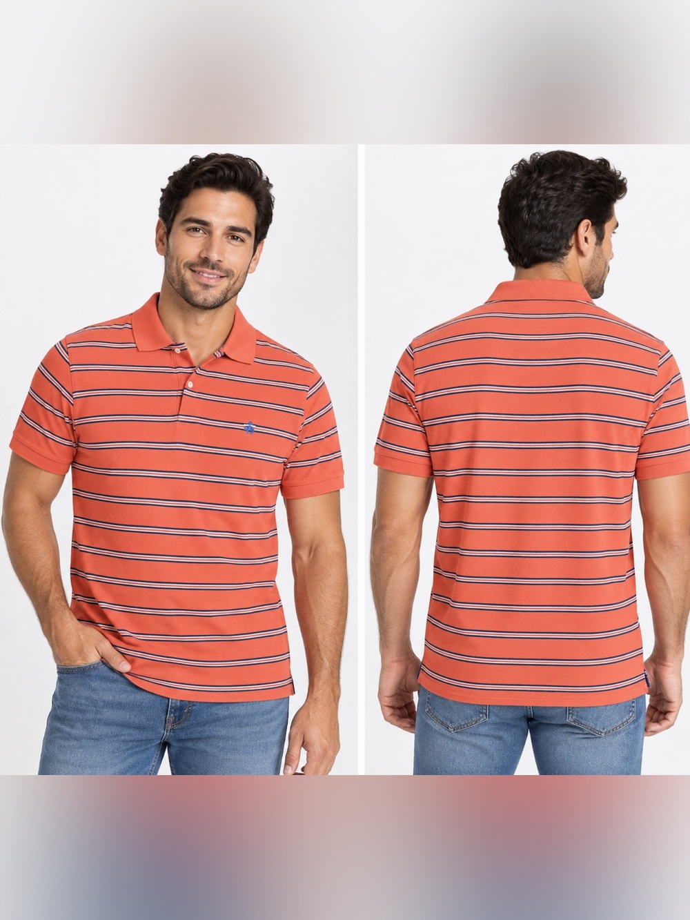 Brooks Brothers 1818 Men’s XL Performance PoloSlim Fit OrangeStriped 100%cotton